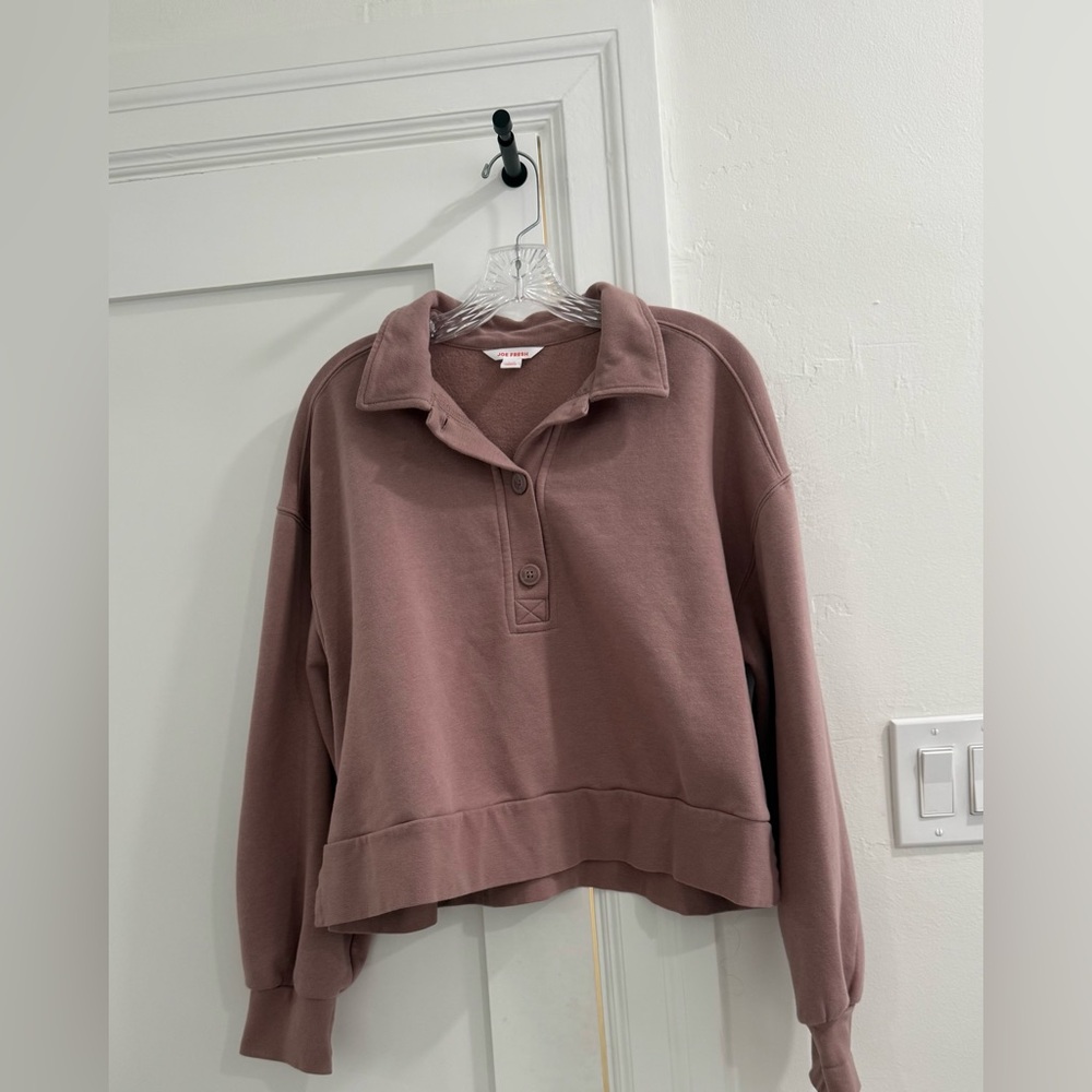 Joe Fresh light mauve collared cropped sweatshirt
